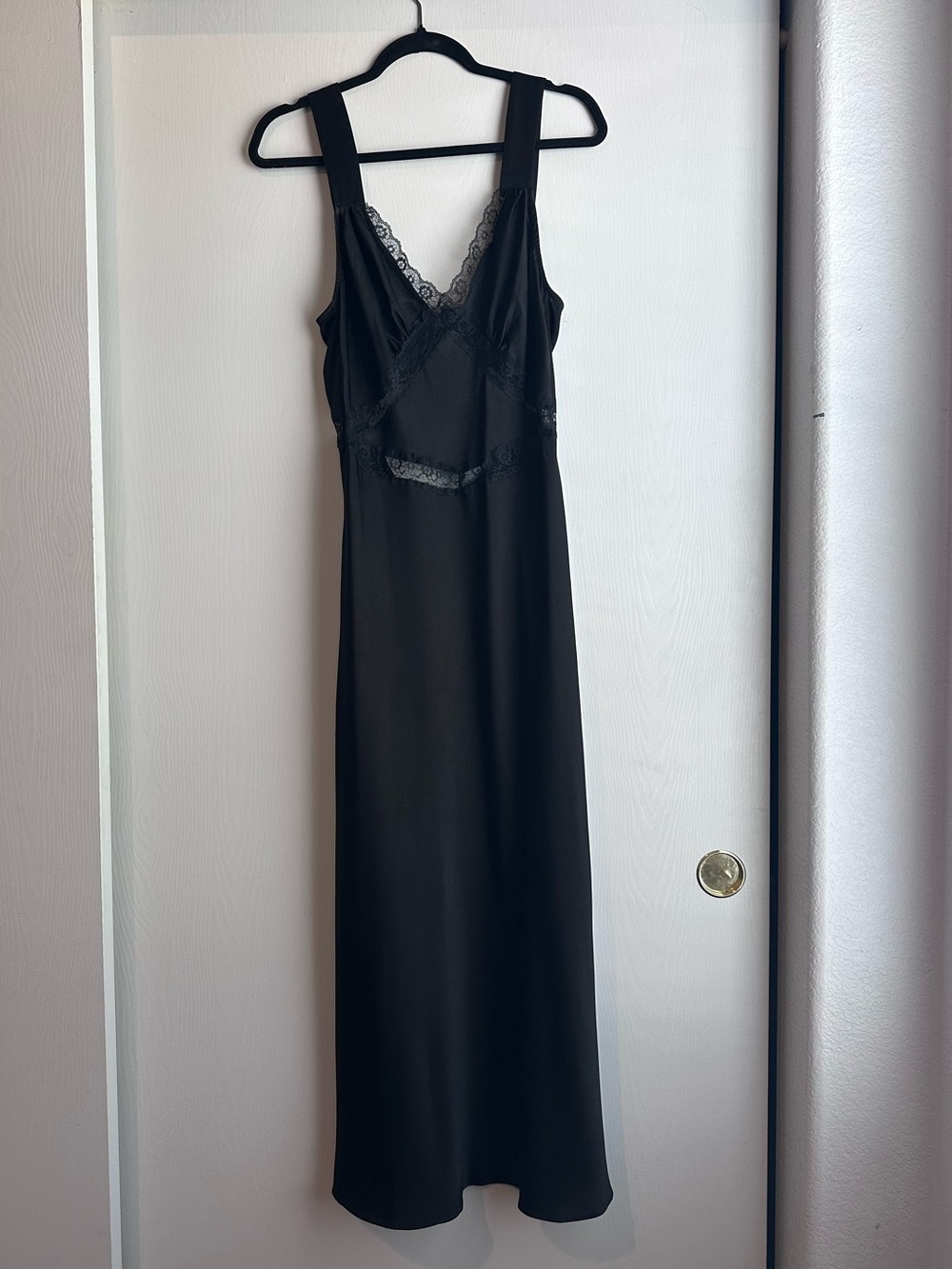 Black Lace-Trim Slip Dress Worn Once